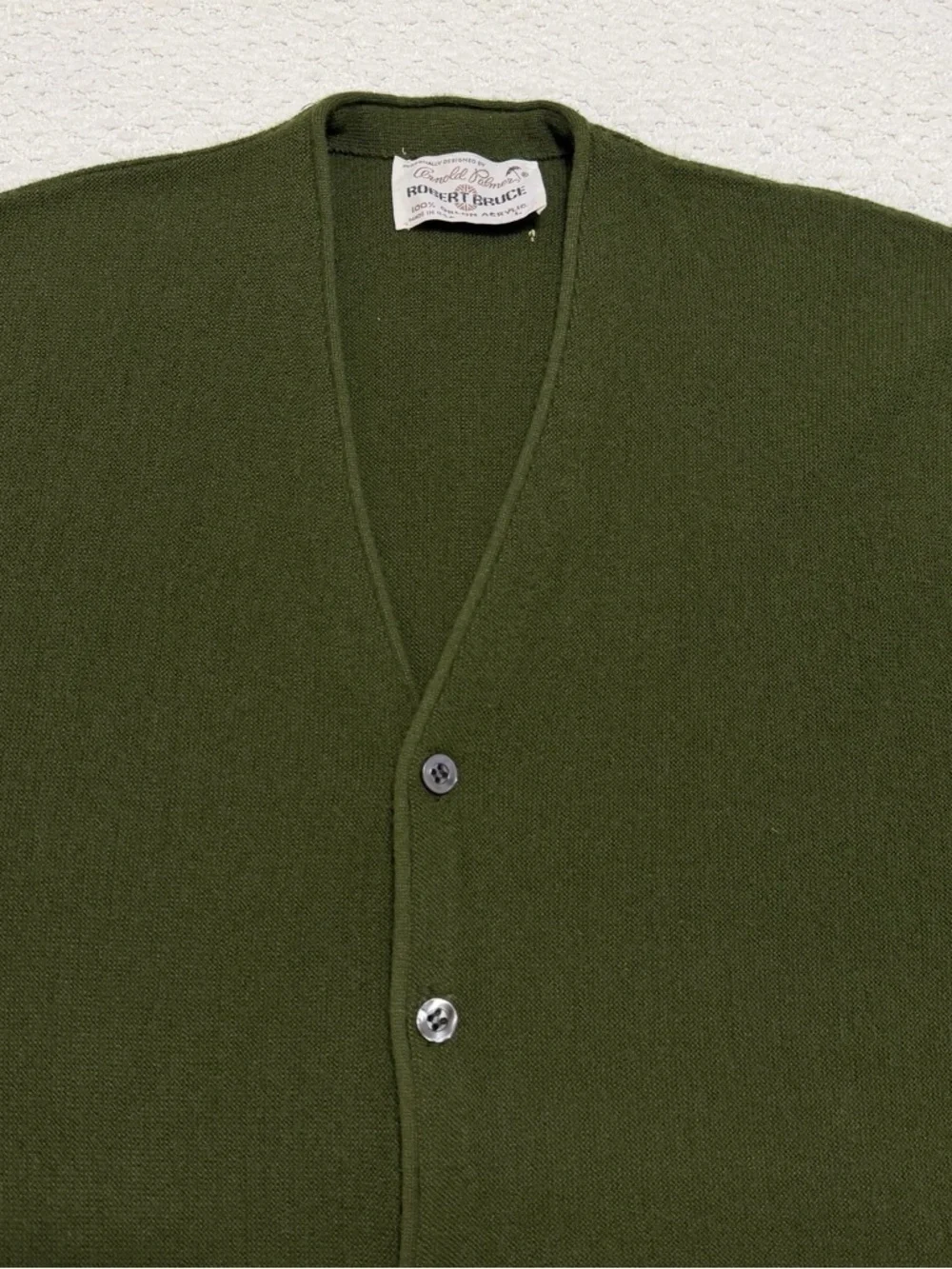 Robert Bruce Arnold Palmer Green Sweater Cardigan 100% Orlon Men’s Size Large